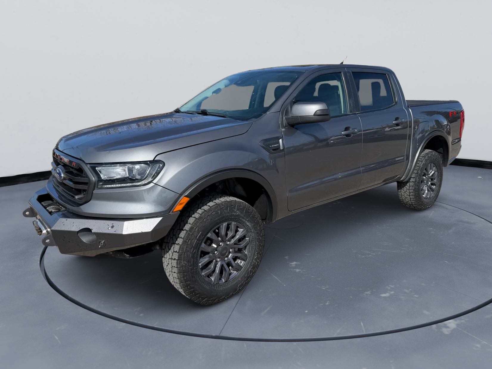 2021 Ford Ranger LARIAT in Gray — front three-quarter view