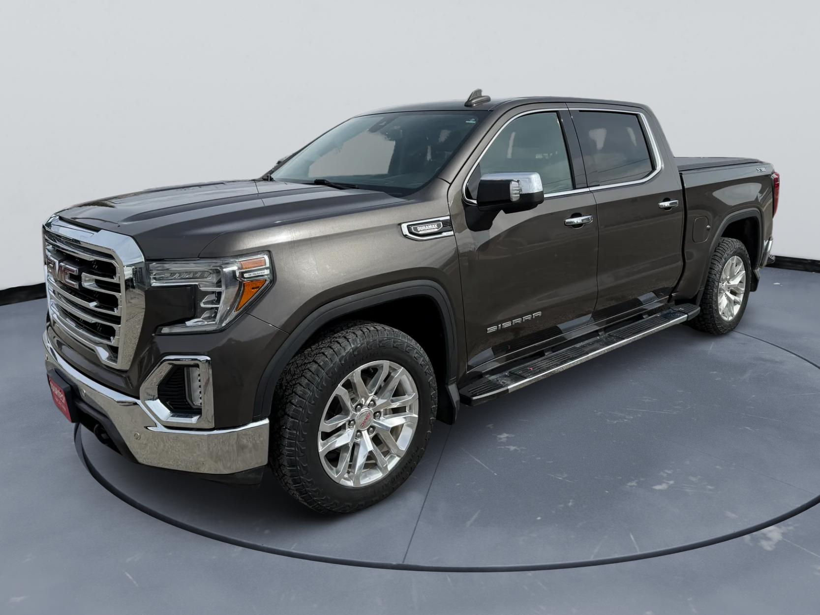 2020 GMC Sierra 1500 SLT in Smokey Quartz Metallic — front three-quarter view